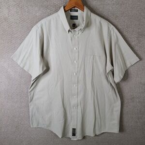 Alexander Lloyd Menswear Shirt Mens 18.5 Tall Beige Button‎ Down Short Sleeve
